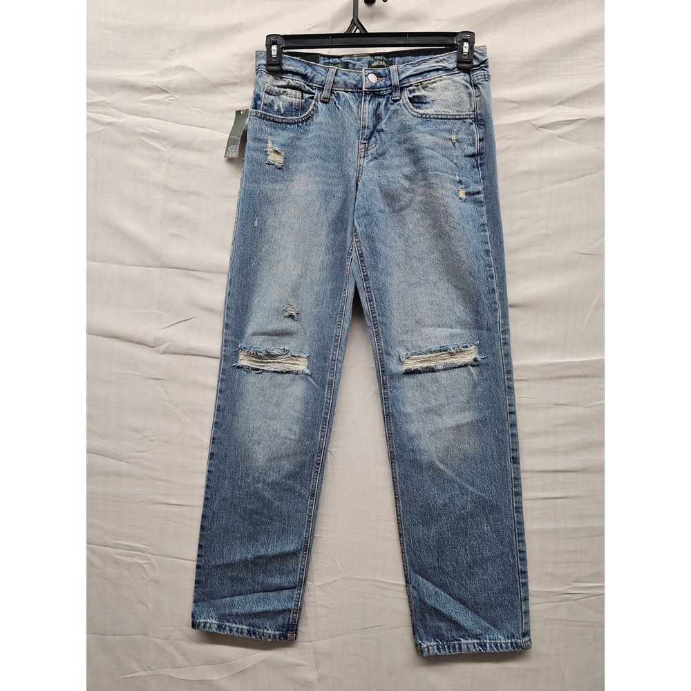 Wild Fable Mid-Rise Straight Leg Distressed Jeans Light Wash Size 4 32 Inseam‎